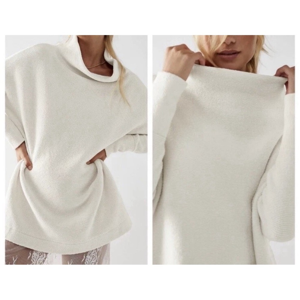 Size Large Free People Cream Ottoman Slouchy Tunic Sweater Oversized Boho